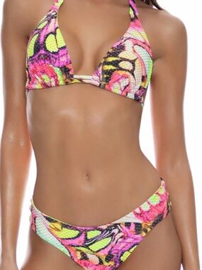 Luli Fama Neon FLUTTER Floral Triangle Bikini - Medium $204 Sold Out🌸